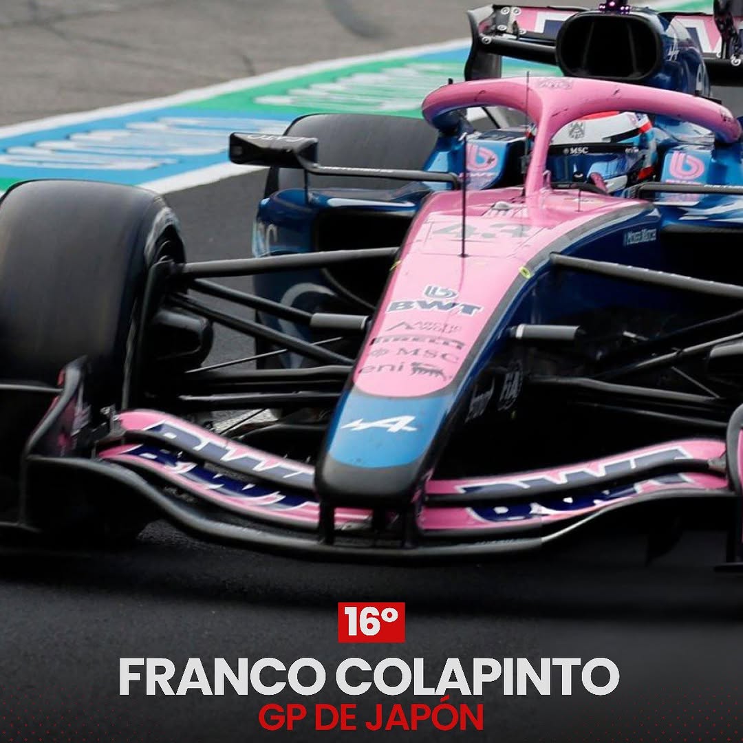 Photo by Sportmax on March 28, 2026. May be an image of racing vehicles, race car and text that says 'SportMax 3 SESC us チンアト 16° FRANCO COLAPINTO GP DE JAPON'.