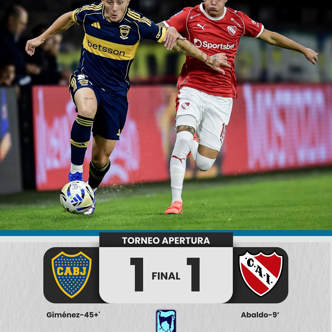 Photo by Sportmax on April 12, 2026. May be an image of football, soccer, sports equipment and text that says 'SportMax 色 betsson etsson Sportsbal T CABJ TORNEOAPERTURA TORNEO APERTURA 1 FINAL FINAL] 1 Giménez-45+' CFA Abaldo-9' LPF'.